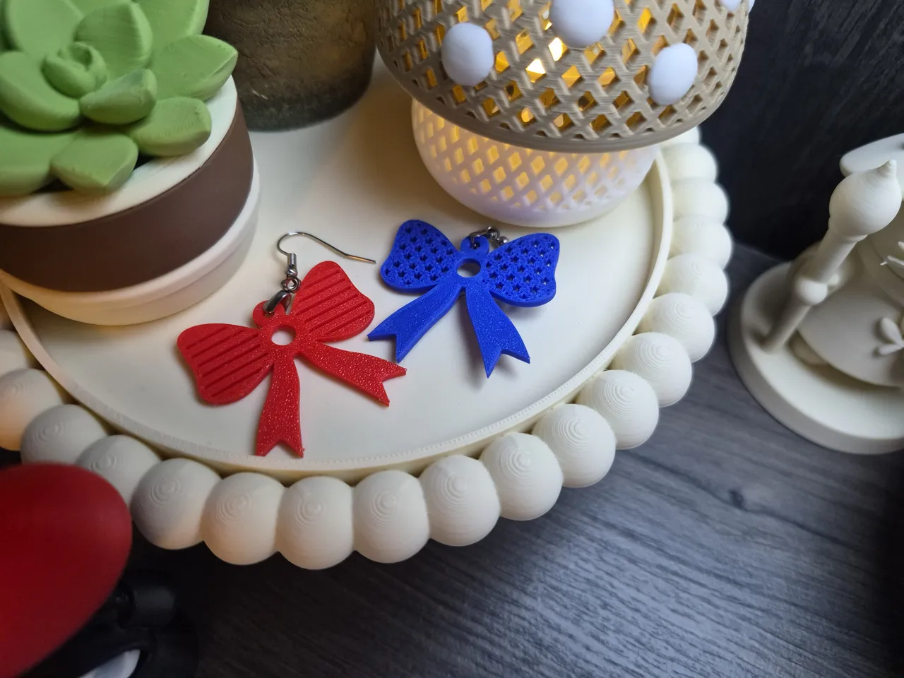 Patriotic bow earrings view 2