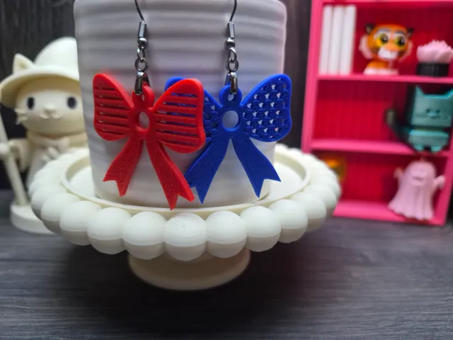 Patriotic bow earrings