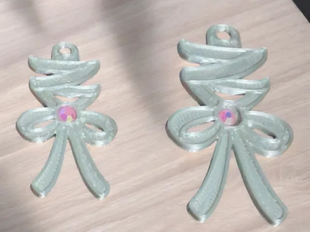 Bow with lace earring keychain or charm pendant