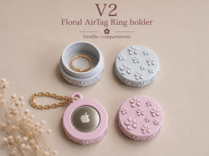 V2 AirTag Ring holder Keychain - Dual Compartments