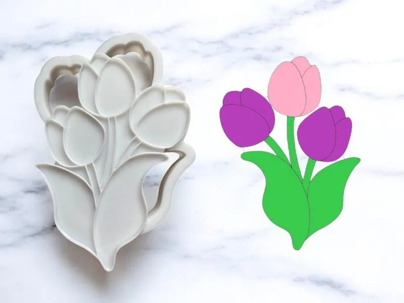 3 tulips - cookie cutter + stamp