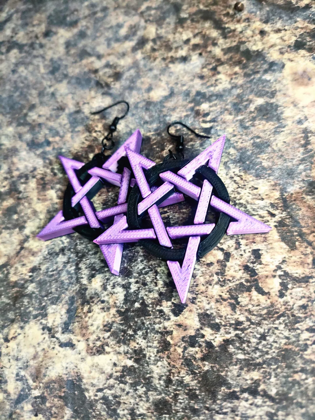 Multicolour Inverted Pentagram Dangle Earrings view 2