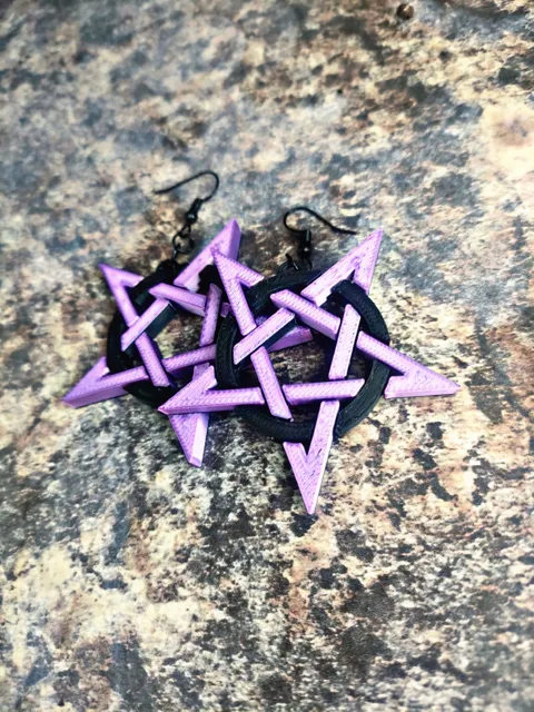 Multicolour Inverted Pentagram Dangle Earrings view 2