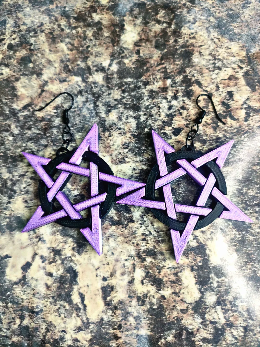 Multicolour Inverted Pentagram Dangle Earrings view 4