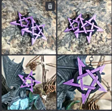 Multicolour Inverted Pentagram Dangle Earrings