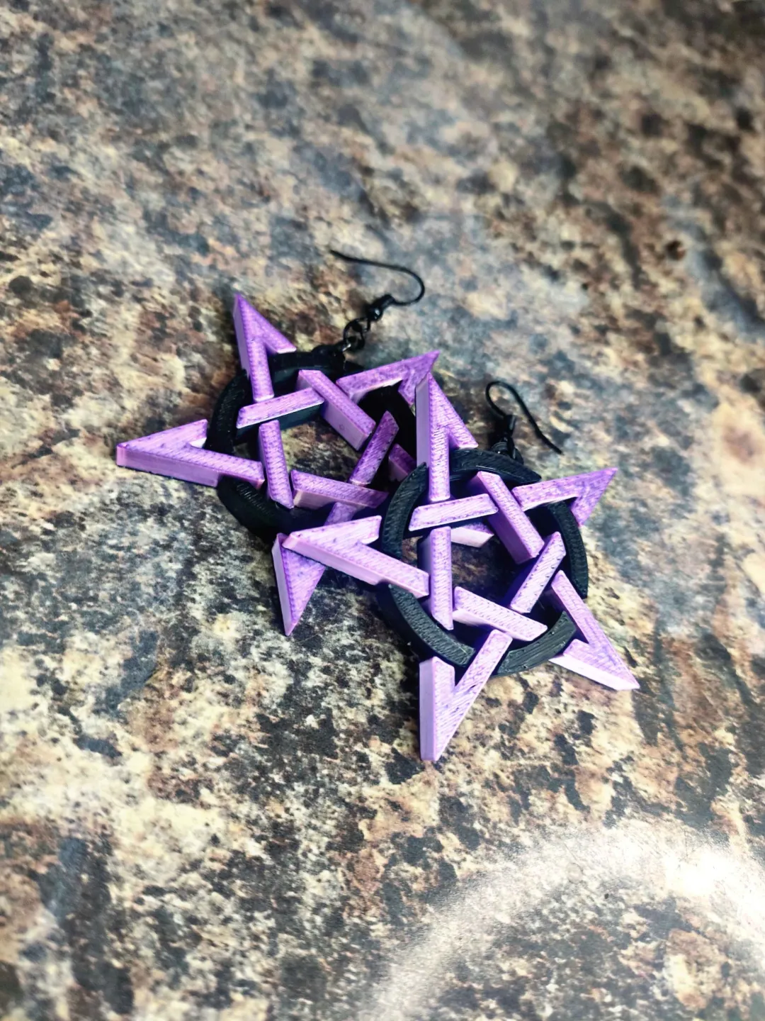 Multicolour Inverted Pentagram Dangle Earrings view 3