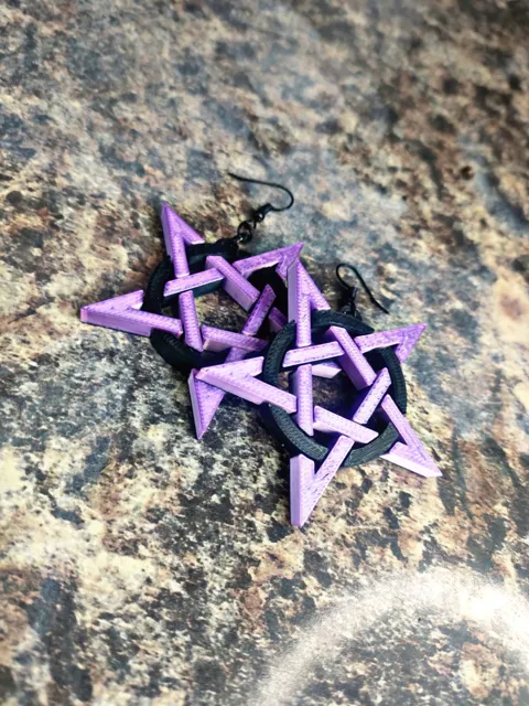 Multicolour Inverted Pentagram Dangle Earrings view 3