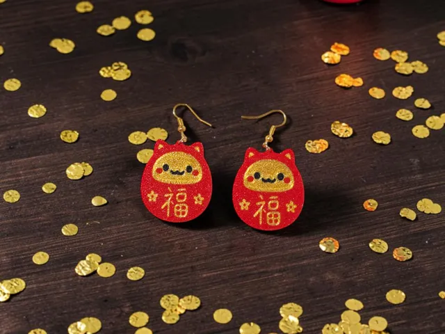 Chinese lucky cat earrings