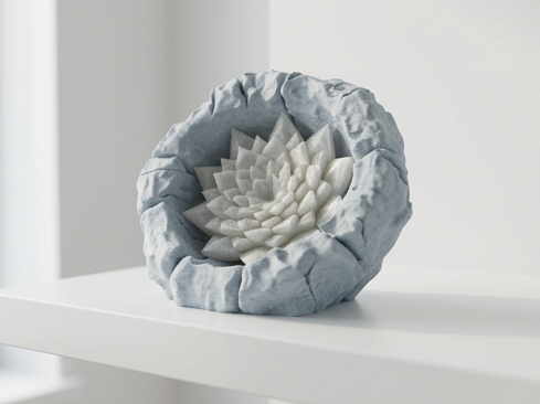 Crystal Succulent In The Stone - Geode Sculpture