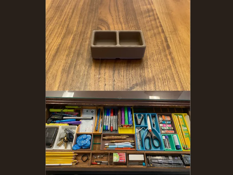 1x2x25mm Gridfinity Desk Tray with Center Wall