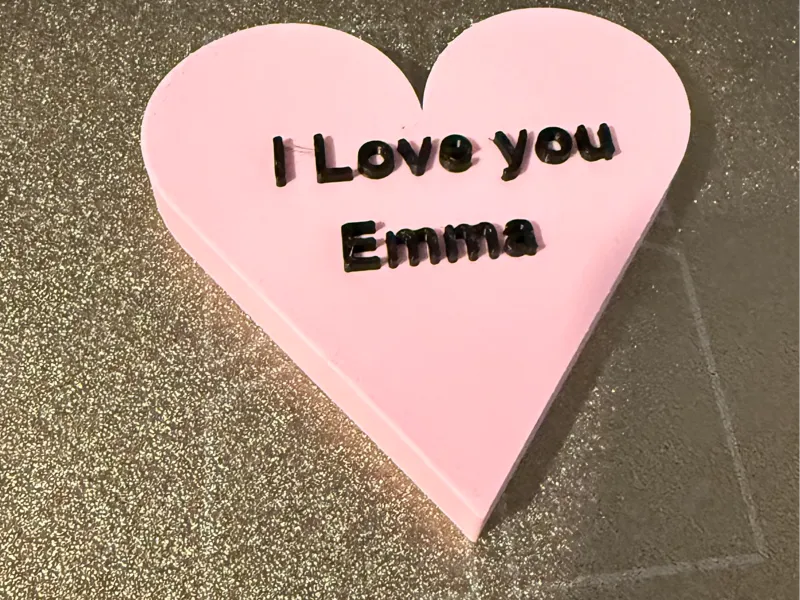 3D Heart with "I Love you NAME" message