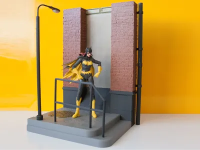 Miniature Street corner diorama,  scale 1:12