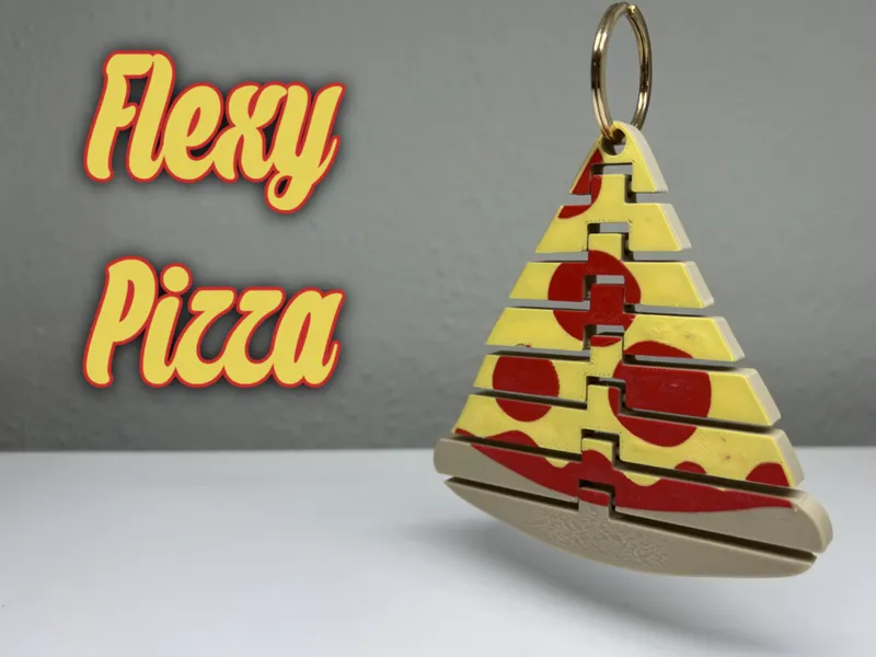 Flexy Pizza Slice Keychain - Flexible Fidget Toy