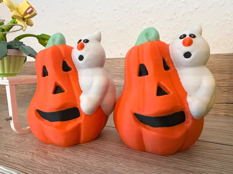 Ghost hugging Pumpkin AMS print for Halloween