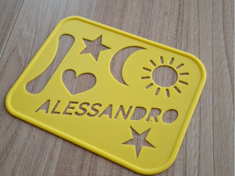 STENCIL PER DISEGNO CON NOME E FORMINE 