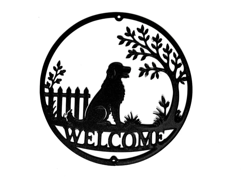 Door decor Welcome with dog
