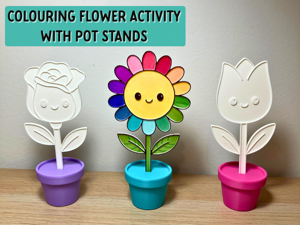 Flower Colouring Activity Set with Display Pots