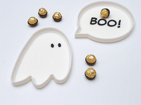 Halloween Tray Set: Adorable Ghost and Chat Bubble