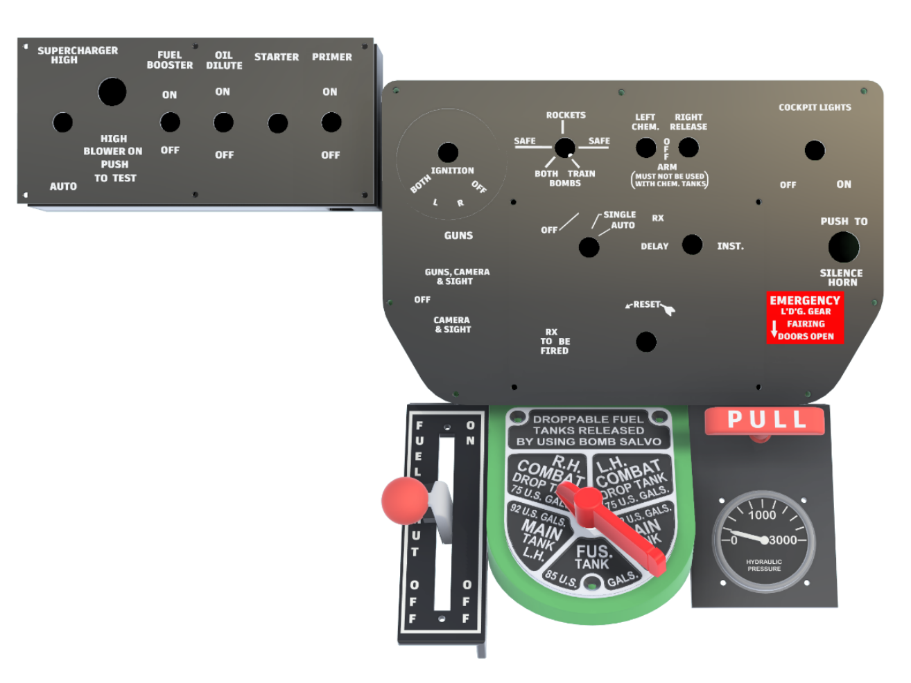 P-51 Mustang Start & Armament Panel for Flight Sim