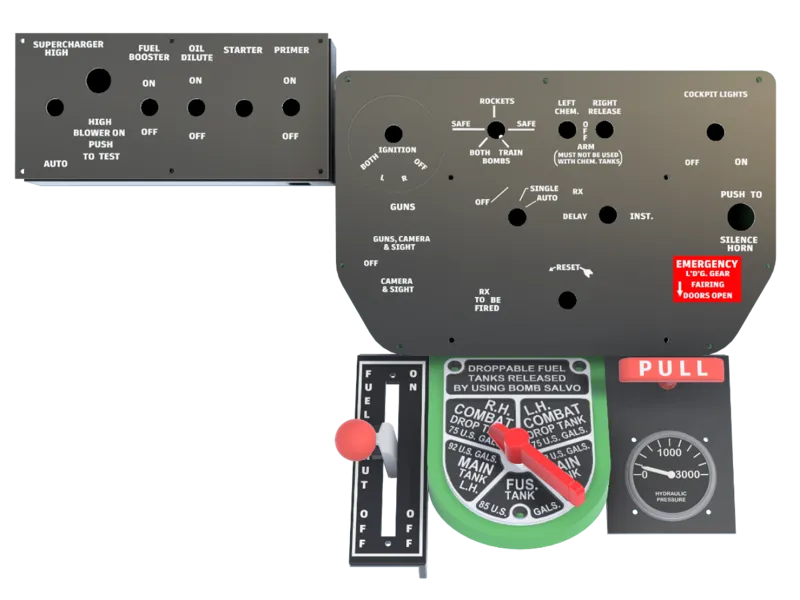 P-51 Mustang Start & Armament Panel for Flight Sim