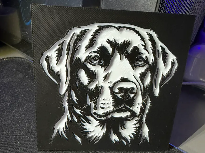 Realistic Dog Portrait - HueForge 3D Wall Art 