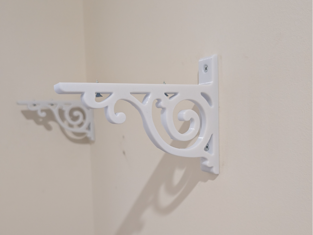 Ornate Shelf Bracket with Screw Channels