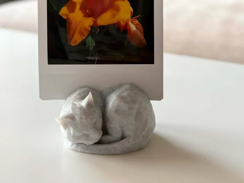 Sleeping cat photo holder low poly
