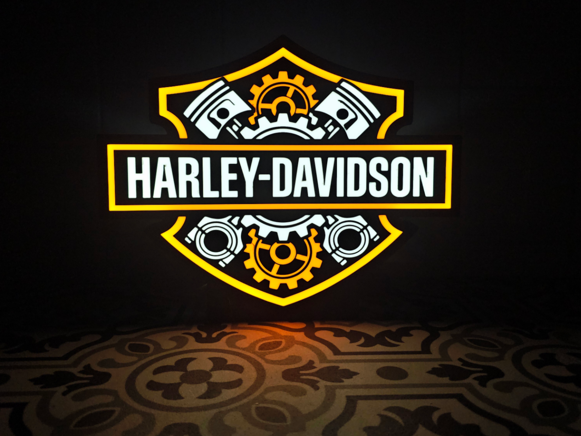 Harley Davidson Gears & Pistons LED Lightbox Sign
