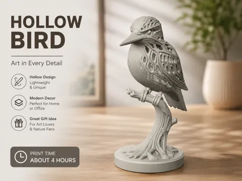 Letrero o emblema decorativo: Hollow Bird — referencia de MakerWorld