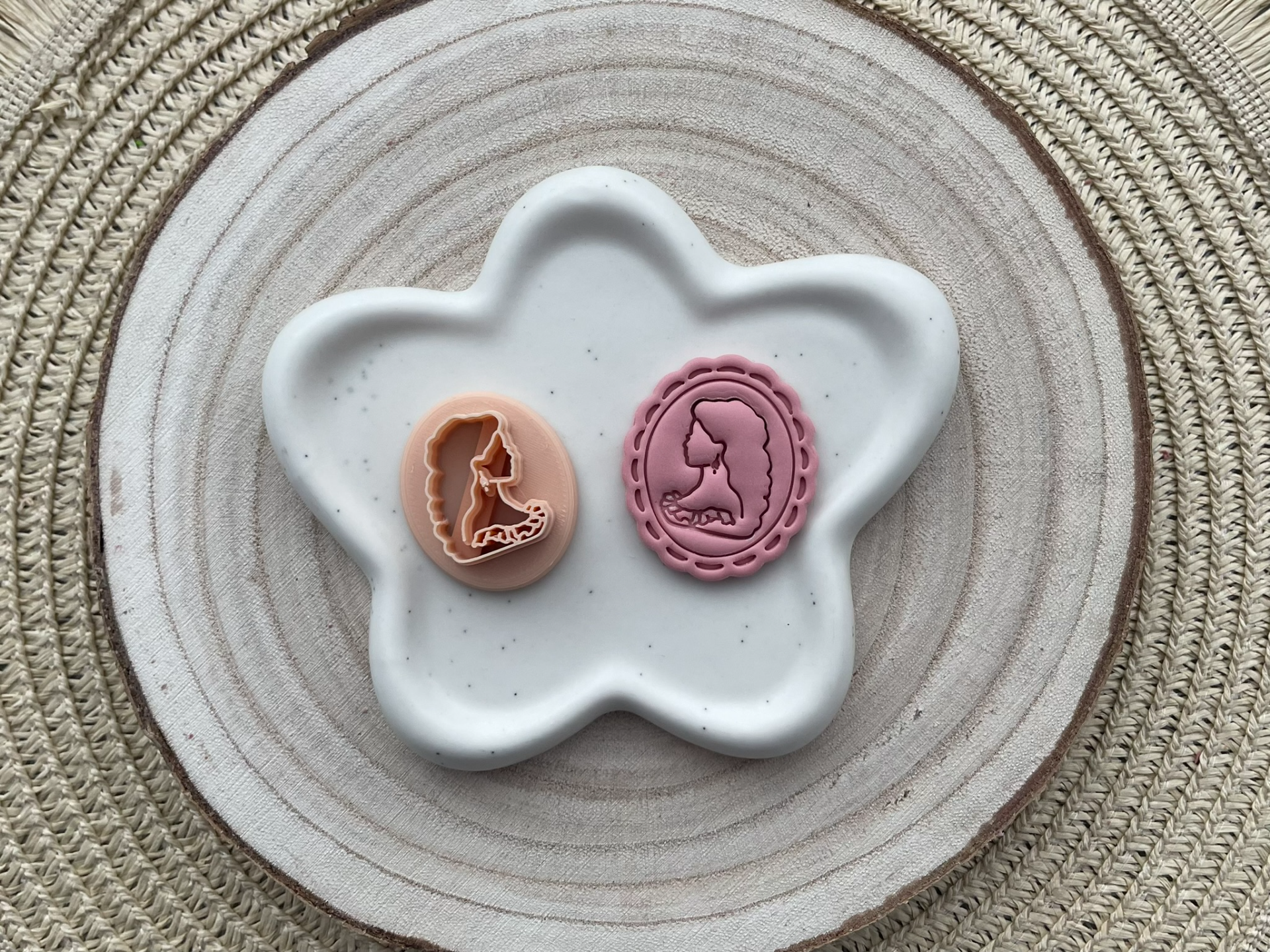 Woman Polymer Clay Earrings Stamp 