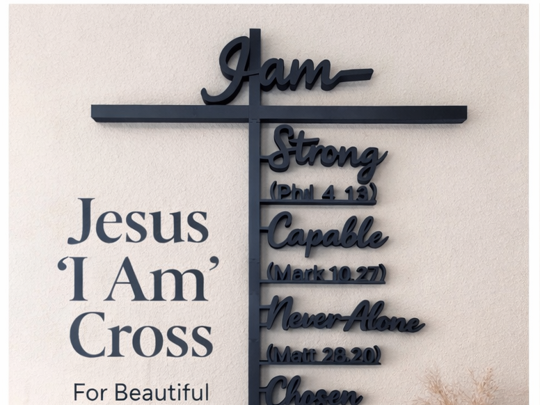 Jesus “I Am” Cross Wall Art (4ft, Modular)