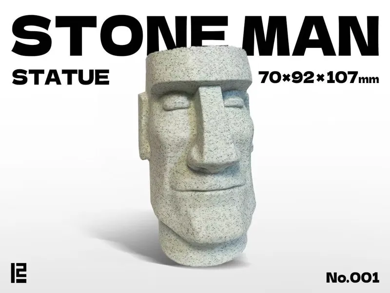 Stone head sculpture