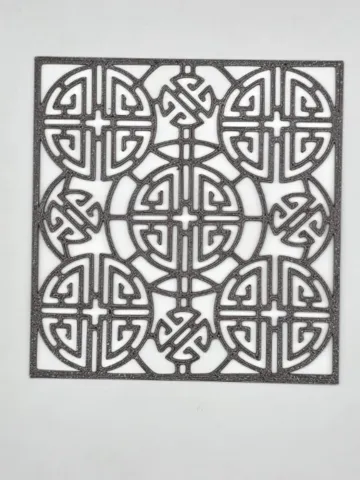 Letrero o emblema decorativo: Asian Shou Symbol Lattice Square Stencil — vista de referencia 2