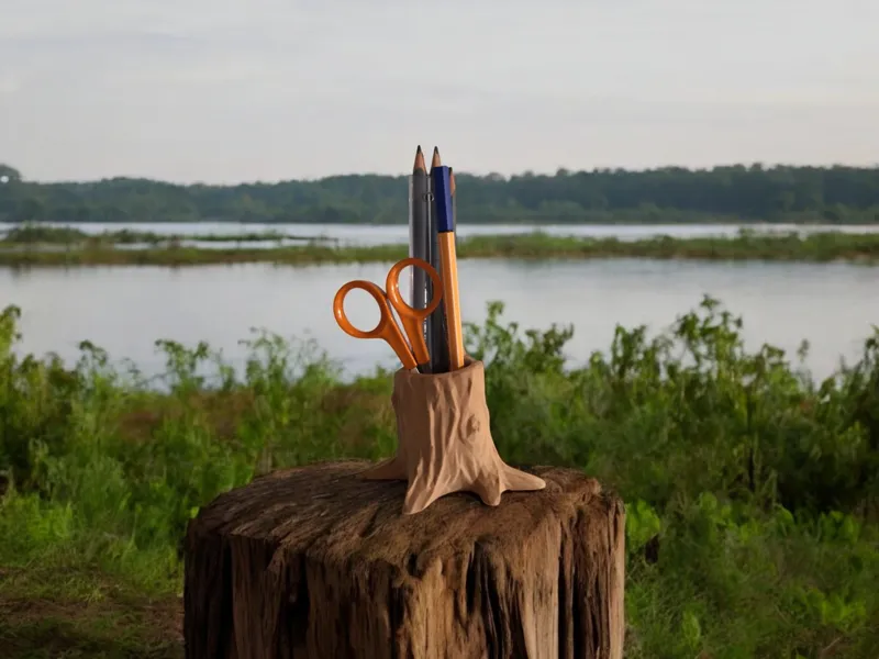 Tree Trunk Pen Holder