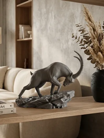 Figura decorativa: Charging Alpine Ibex Sculpture — vista de referencia 2