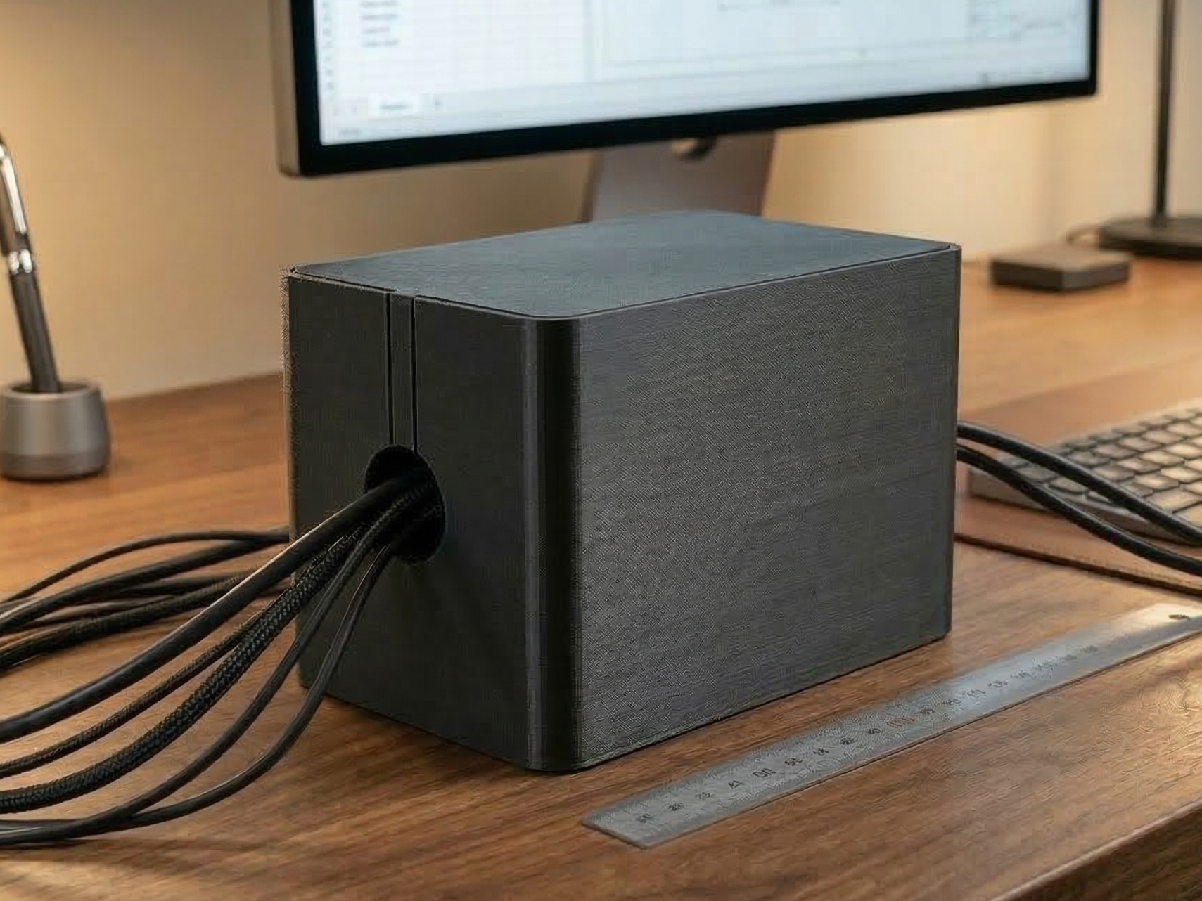 Large Cable Management Box & Power Brick Organizer
