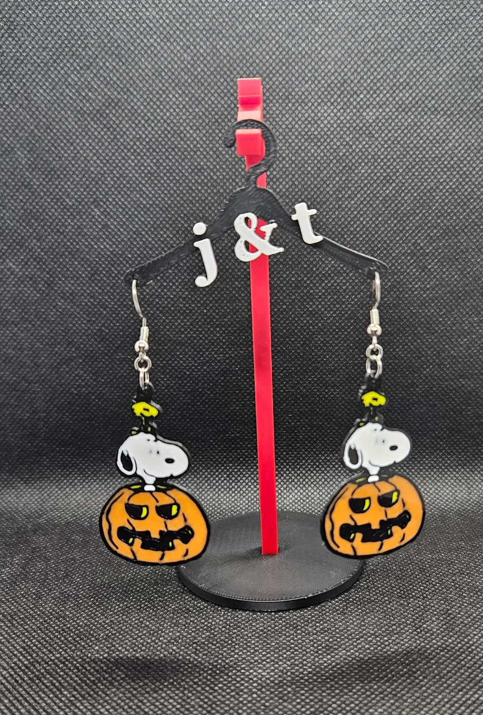 Snoopy and Woodstock earrings view 2