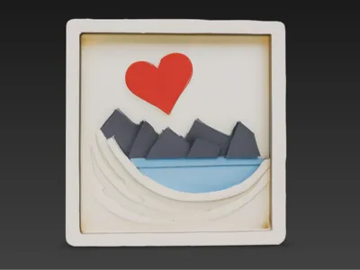 Modern Heart Wall Decor in Relief Design
