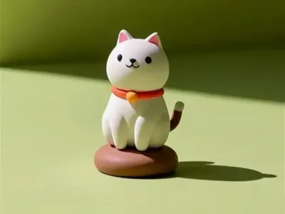Round Base Bell Cat Figurine