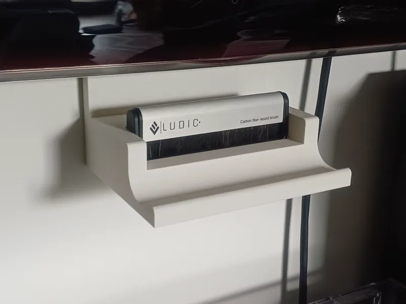 Vinyl brush and record wall mount holder