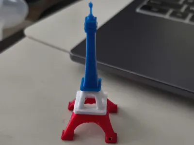 Eiffel Tower blue white red