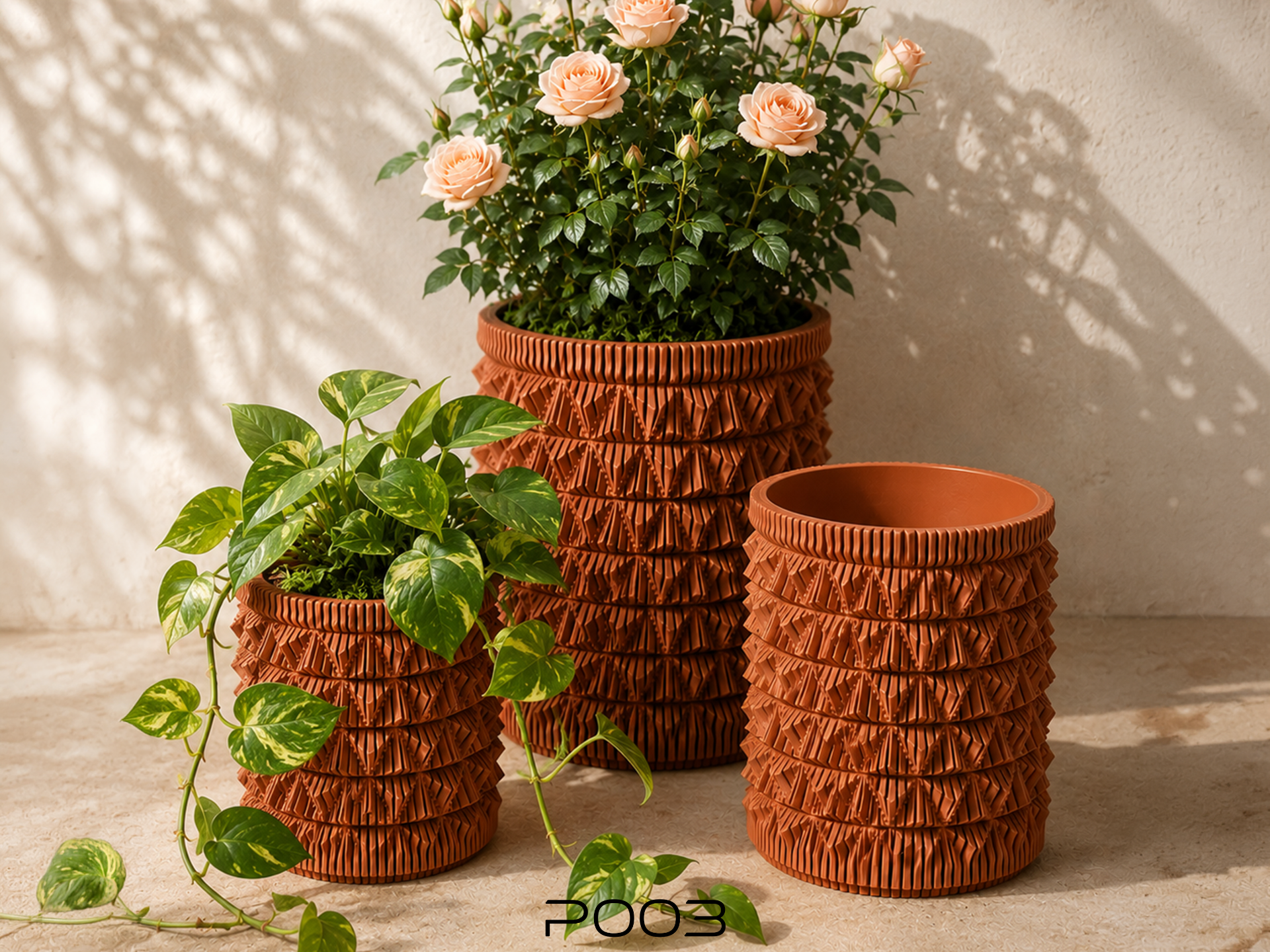 POO3 Sculptural Planter: Prismoidal Folds