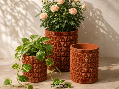 POO3 Sculptural Planter: Prismoidal Folds