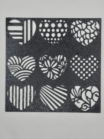 Letrero o emblema decorativo: Patterned Hearts Grid Square Stencil — vista de referencia 2
