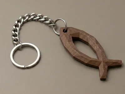 Low Poly Ichthys - Christian Fish  Keychain #002