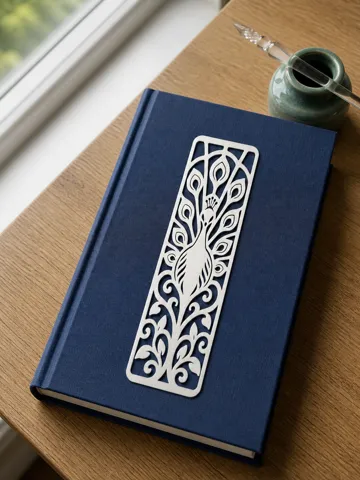 Accesorio de lectura: Ornate Peacock Bookmark | Bird One-Color Print — vista de referencia 4