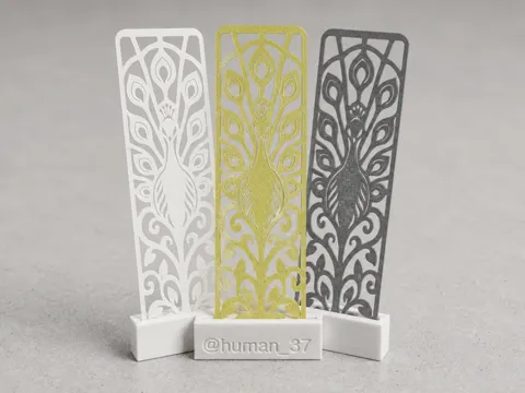 Accesorio de lectura: Ornate Peacock Bookmark | Bird One-Color Print — referencia de MakerWorld