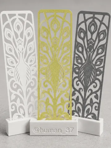 Accesorio de lectura: Ornate Peacock Bookmark | Bird One-Color Print — vista de referencia 2