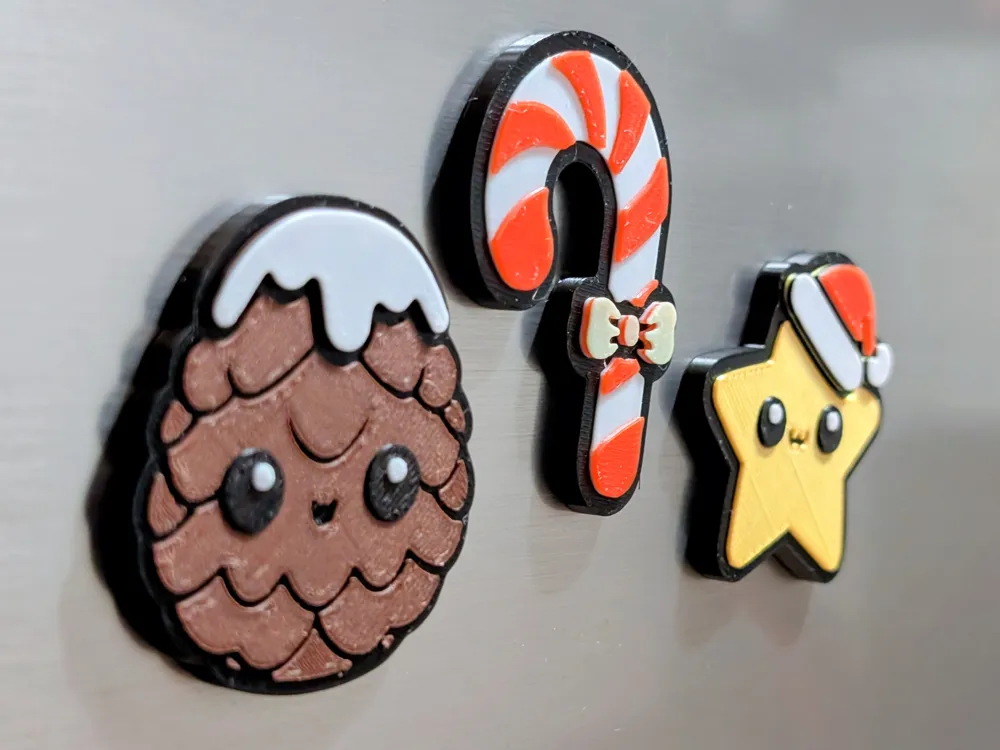 Cute Christmas Magnets Pt. 5 - layered & embossed! - Free 3D Print ...