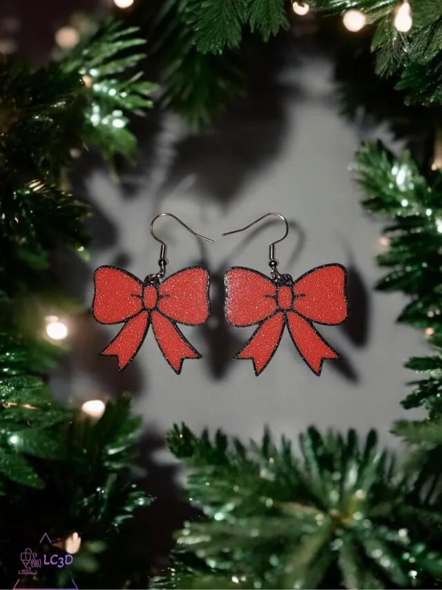 Sweet red bow earrings